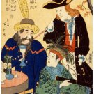 7335.Japanese men gathered around table under tree.POSTER.art wall decor