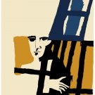7193.Abstract painting.man holding arm behind cage.bar.POSTER.art wall decor