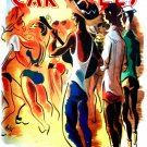 7776.Carteles.Man with big hat playing guitar in crowd.POSTER.art wall decor