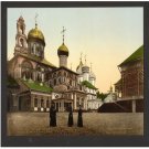 7505.Men stand outside of religious building with gold top.POSTER.art wall decor