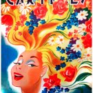 7824.Carteles.Woman in long blonde hair with flowers.POSTER.art wall decor