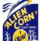 7448.Mayan theatre.alien corn.ship over sea.corn at bottom.POSTER.art wall decor