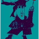 7197.Man with black attire and goofy hat holds red ball.POSTER.art wall decor 7197.Man with black attire and goofy hat holds red ball.POSTER.art wall decor