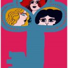 7224.Big blue key.three woman inside keyholes.POSTER.art wall decor