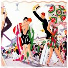 7564.Trouville.women.people parading on beach front.POSTER.art wall decor