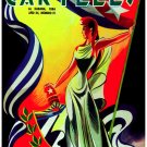 7712.Carteles.Woman with red hair holding cuban flag.POSTER.art wall decor