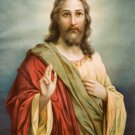 6993.Portrait of Jesus Christ with two fingers risen.POSTER.art wall decor