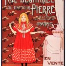 7654.Pate dentifrice.blonde girl with red dress.POSTER.House art wall decor