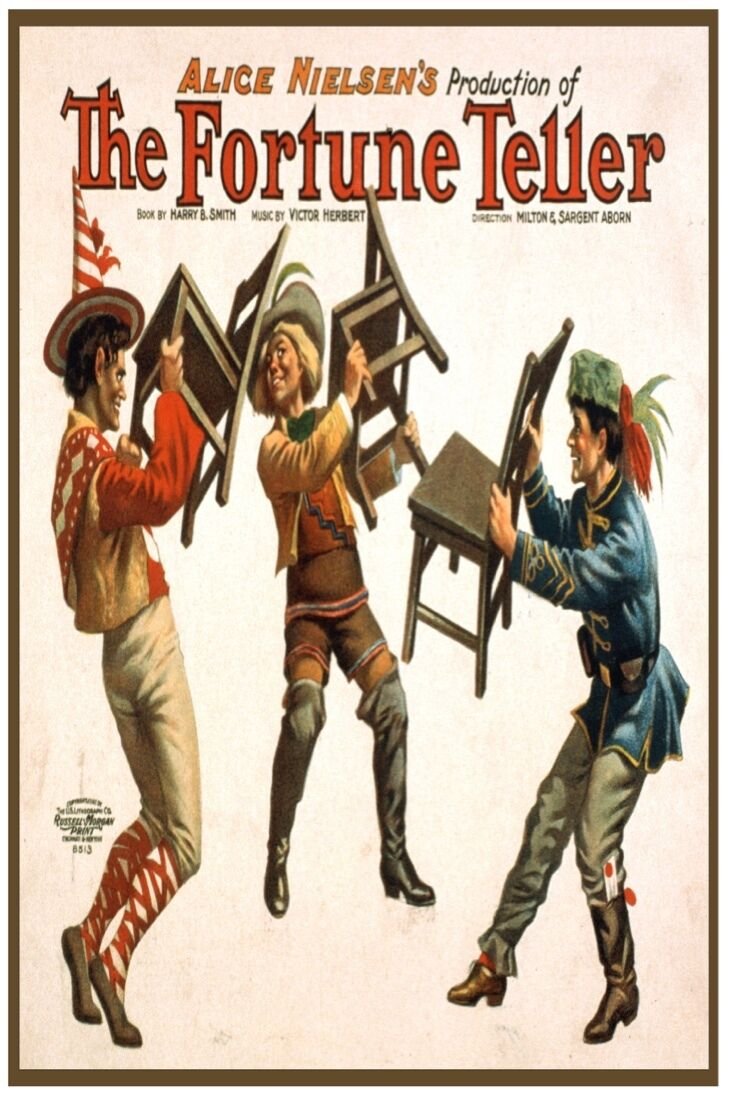 7500.The fortune teller.three men dancing with chairs.POSTER.art wall decor