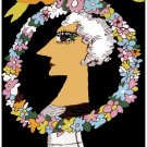 7179.Profile of woman white white hair in wreath.POSTER.art wall decor