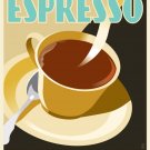9448.Espresso.coffee cup with hot latte.spoon.POSTER.decor Home Office art 9448.Espresso.coffee cup with hot latte.spoon.POSTER.decor Home Office art