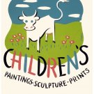 7487.Children's paintings.sculpures.prints.cow wags tail.POSTER.art wall decor
