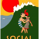 7825.Social.mand and woman kissing under tidal wave.POSTER.art wall decor