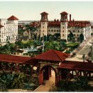 8859.Buildings with fountain in the middle.POSTER.art wall decor graphic art