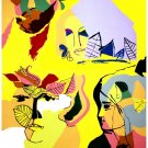 7244.People standing next to each other.leaves.plants.POSTER.art wall decor