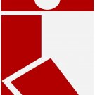 7218.Stick figure of man stretching on red background.POSTER.art wall decor