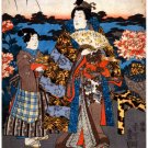 7607.Japanese women with hand fans conversing by the water.POSTER.art wall decor 7607.Japanese women with hand fans conversing by the water.POSTER.art wall decor