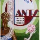 7383.Dentelles Gants.woman.blue dress with rose in hand.POSTER.art wall decor