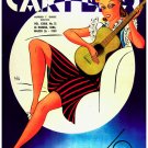 7721.Carteles.woman sitting on sofar playing guitar.POSTER.art wall decor