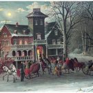 8939.Family arrive at house in winter in carriage.POSTER.decor Home Office art