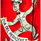 7708.Dia del periodista.newspaper cut out man hanging.POSTER.art wall decor