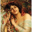 7730.Biscuits lefevre-utile.woman smiling with red flowers.POSTER.art wall decor