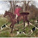 8905.Man on horse with hunting dogs.POSTER.art wall decor graphic art