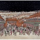 9154.japanese people in busy market at night.POSTER.decor Home Office art