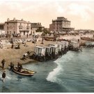 6918.Beach hotel by water.on the bay.carriages.small boats.POSTER.art wall decor 6918.Beach hotel by water.on the bay.carriages.small boats.POSTER.art wall decor