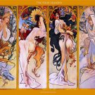 3390.The Four Seasons by Alphonse Mucha POSTER.Home Room Locker Art decoration