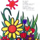 9729.Florecilla.wild flowers underneath red sun.POSTER.decor Home Office art