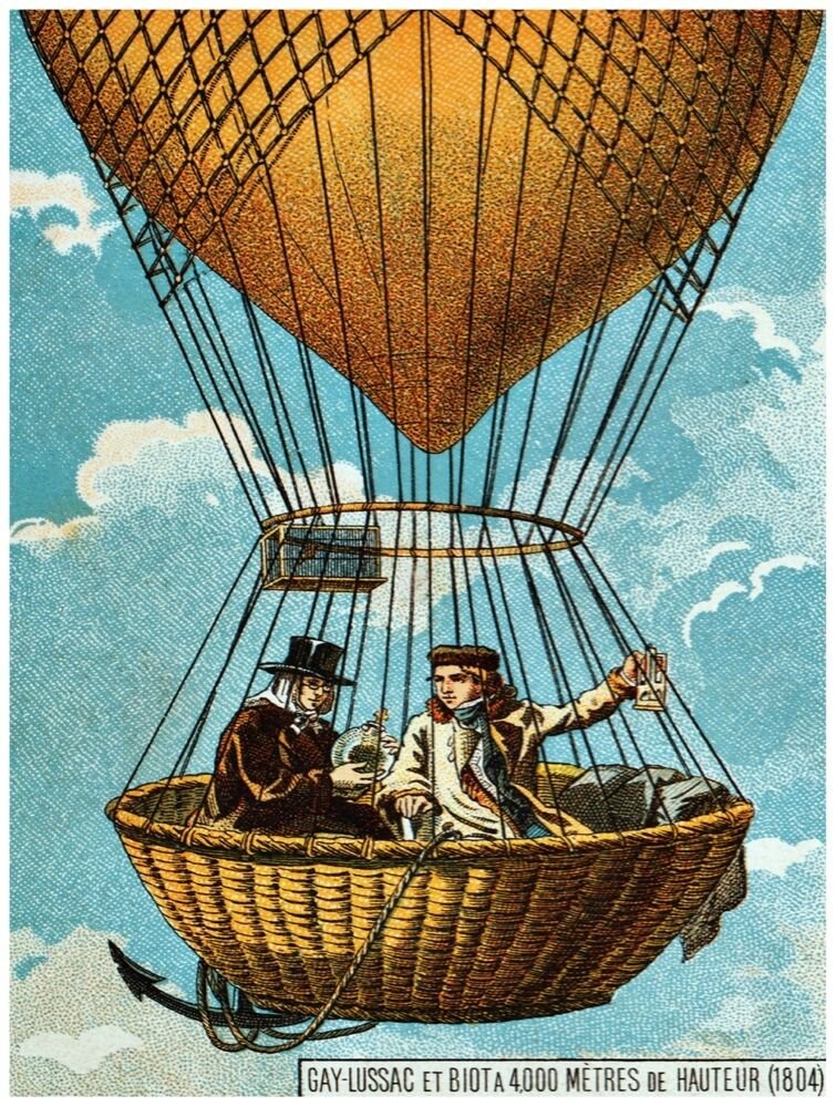 9608.Two men sitting inside hot air balloon..POSTER.decor Home Office art