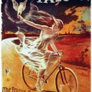 8165.Falcon.the franco-american bicycle.woman riding bike.POSTER.art wall decor
