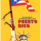 7272.Statue of liberty.US flag waves puerto rican flag.POSTER.art wall decor 7272.Statue of liberty.US flag waves puerto rican flag.POSTER.art wall decor