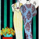 9604.Two well dressed women conversing at a store.POSTER.decor Home Office art