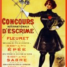 5732.Concours international d'escrime.woman holding swords.POSTER.art wall decor