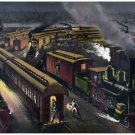 8001.Railroad station parking of trains.getting fixed.POSTER.art wall decor