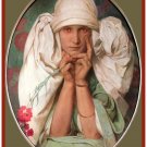 9467.Woman with white sheet on head.flowers in hand.POSTER.decor Home Office art 9467.Woman with white sheet on head.flowers in hand.POSTER.decor Home Office art