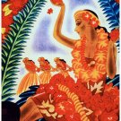 9547.Tropical dressed woman dancing.luau.POSTER.decor Home Office art