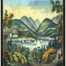 8108.Wespoint on the hudson.Lake in mountains.boats sail.POSTER.art wall decor