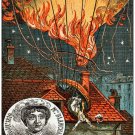 9605.Woman falling of roof of burning building.POSTER.decor Home Office art