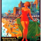 7841.Atlantic City.Pennsylvania railroad.woman in swimsuit.POSTER.art wall decor