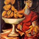 9924.Painting of woman with bananas in red dress.POSTER.home decor graphic art 9924.Painting of woman with bananas in red dress.POSTER.home decor graphic art