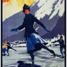 7579.Chamonix-mont blanc.woman ice skating.mountains.POSTER.art wall decor