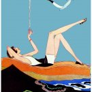 9659.Woman smoking in water bed.birds flying.POSTER.decor Home Office art 9659.Woman smoking in water bed.birds flying.POSTER.decor Home Office art