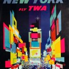 4169.New York.Fly TWA.City scenery.Times square.POSTER.Home School art decor