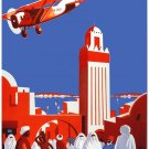 7903.Au maroc par avion.aeropostal.plane flying over city.POSTER.art wall decor