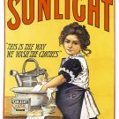 9632.Sunlight.girl washing dishes with soap.POSTER.decor bathroom room wall art