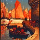 3136.Cocarneau Finistere Sailboat POSTER.French Travel art. Room Home Wall decor