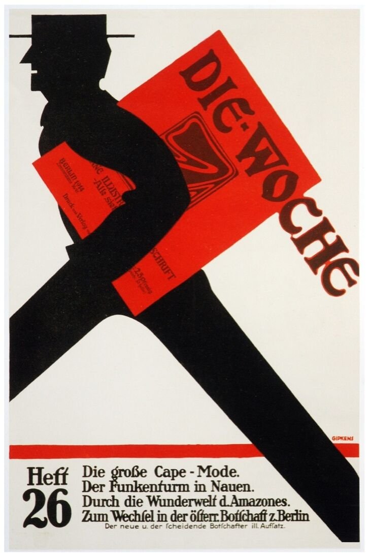 6835.Die woche.man running with red box under arm.POSTER.art wall decor